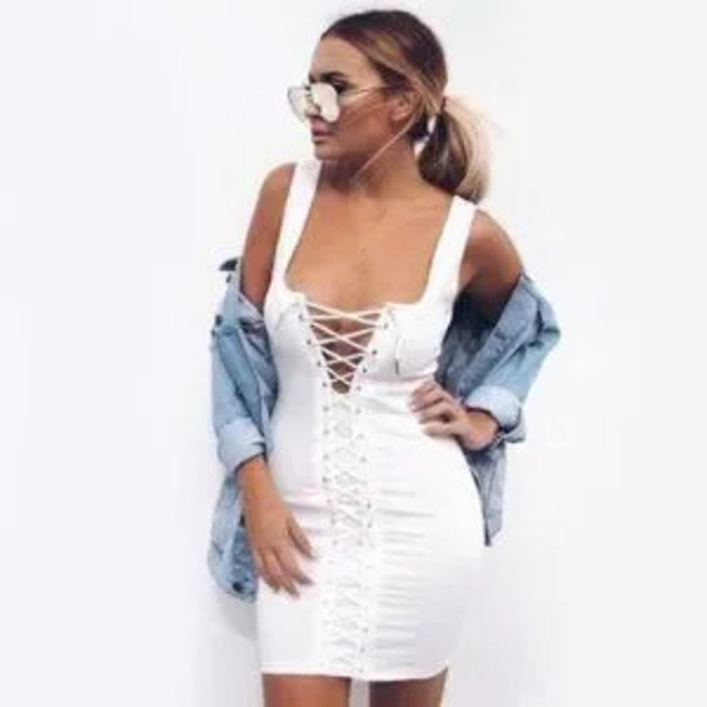 ZARA Gray Mini Dress with Lace up Front